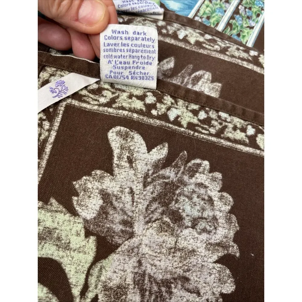 April Cornell • Danica LOT 6 Pc Dahlia Turquoise Brown Floral Placemats Danish
